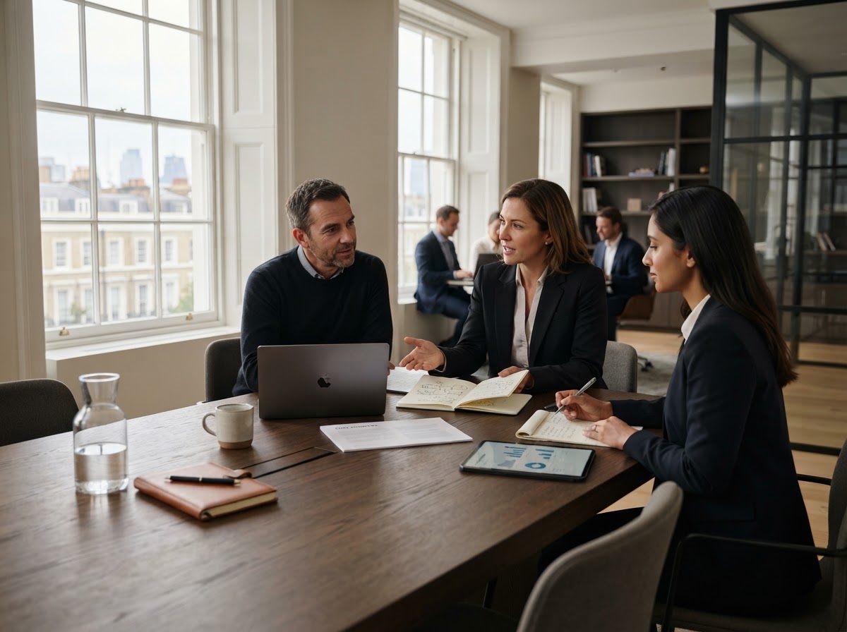 Sage Wertgrove team discussing data-driven portfolio strategy in a professional setting