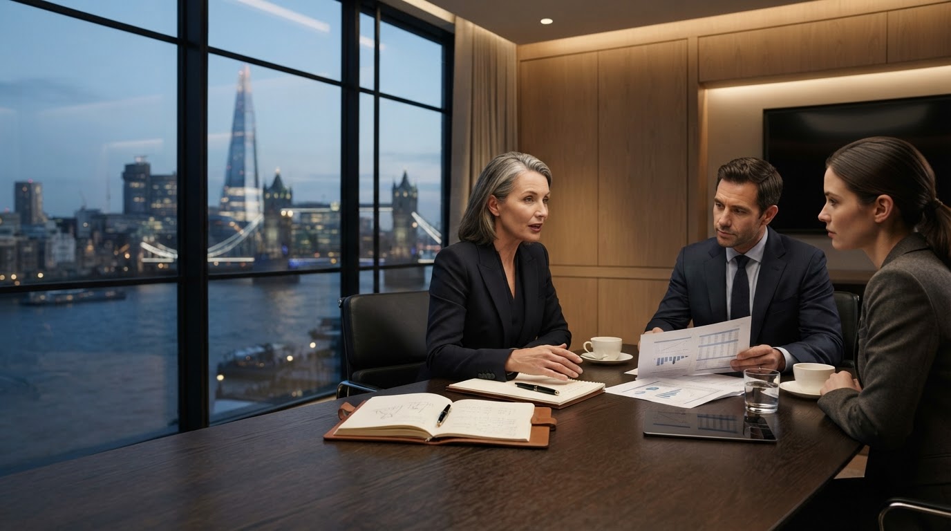 Sage Wertgrove executive reviewing real-time portfolio analytics on a desk setup